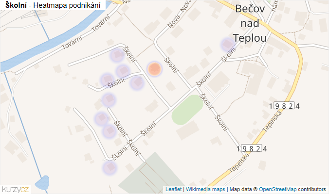 Mapa Školní - Firmy v ulici.