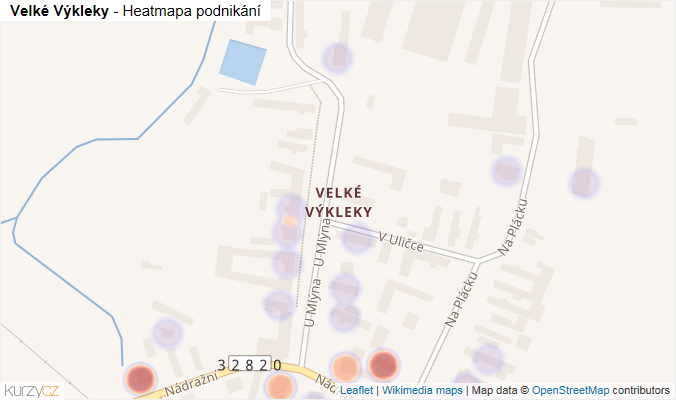 Mapa Velké Výkleky - Firmy v části obce.