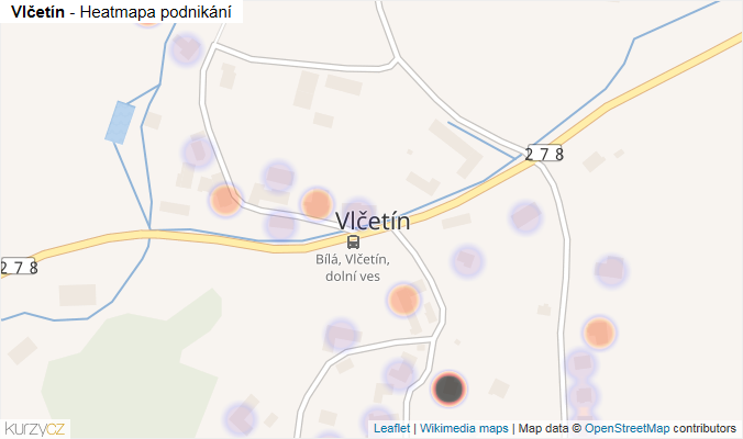 Mapa Vlčetín - Firmy v části obce.