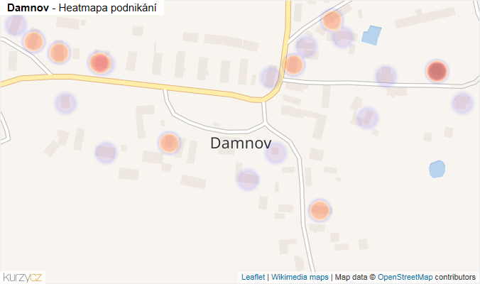 Mapa Damnov - Firmy v části obce.