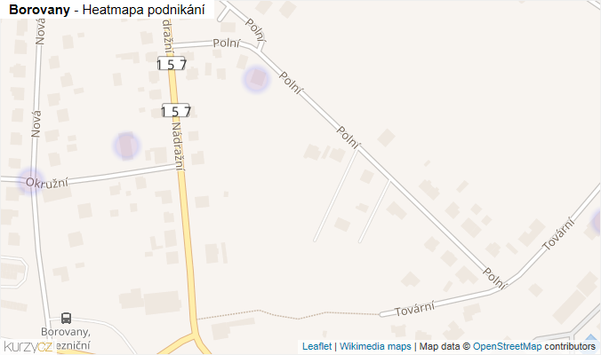 Mapa Borovany - Firmy v obci.