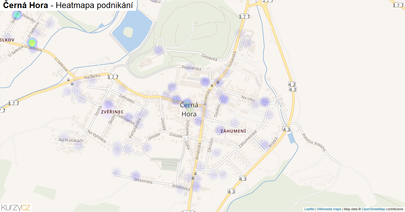 Černá Hora - mapa podnikání