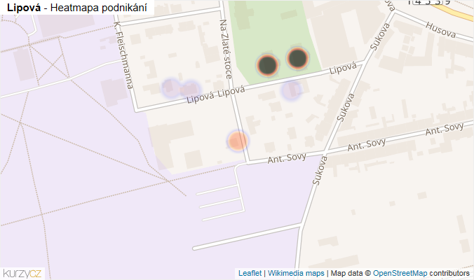 Mapa Lipová - Firmy v ulici.
