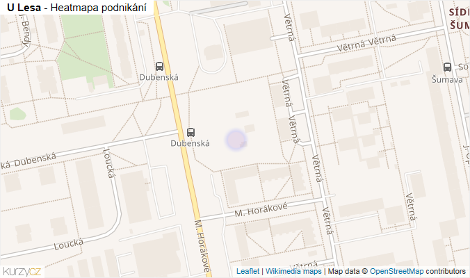 Mapa U Lesa - Firmy v ulici.