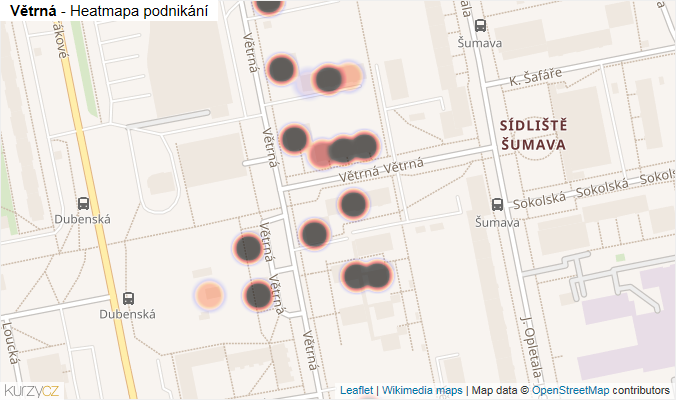 Mapa Větrná - Firmy v ulici.