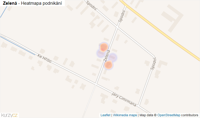 Mapa Zelená - Firmy v ulici.