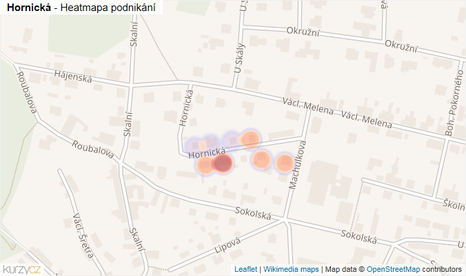 Mapa Hornická - Firmy v ulici.