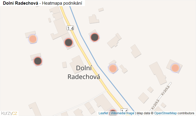 Mapa Dolní Radechová - Firmy v obci.