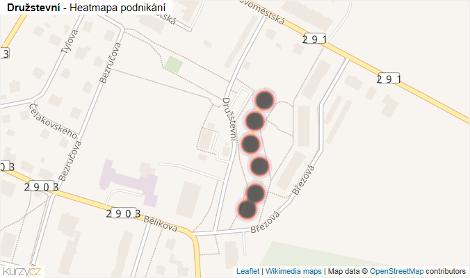 Mapa Družstevní - Firmy v ulici.