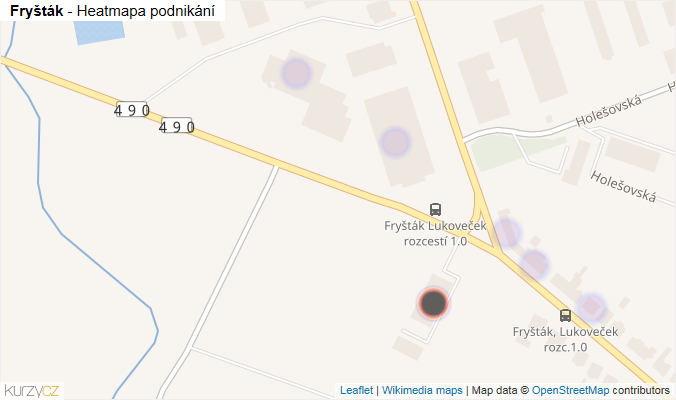 Mapa Fryšták - Firmy v obci.