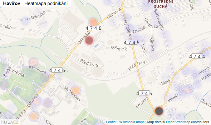Mapa Havířov - Firmy v obci.