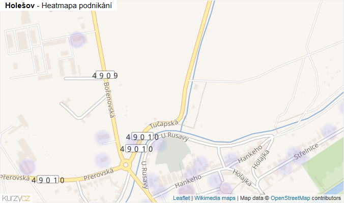 Mapa Holešov - Firmy v obci.