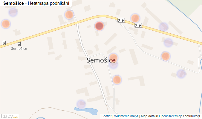 Mapa Semošice - Firmy v části obce.