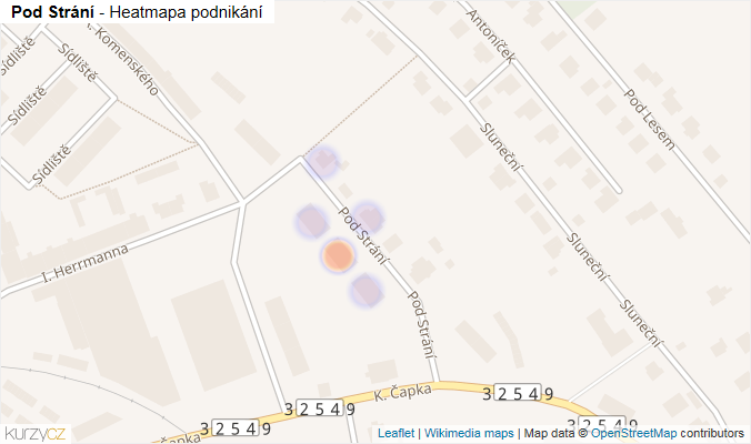 Mapa Pod Strání - Firmy v ulici.