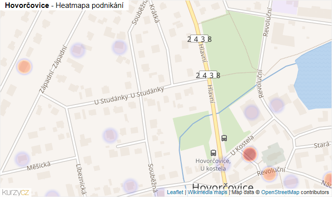 Mapa Hovorčovice - Firmy v obci.