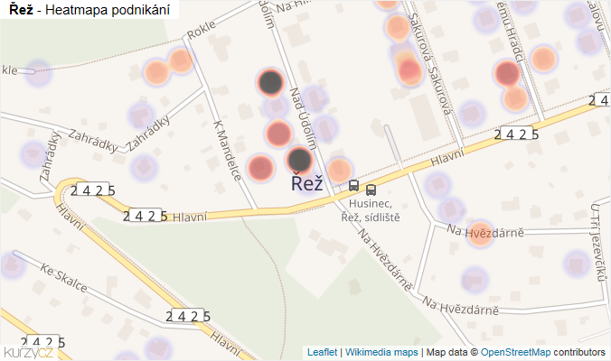 Mapa Řež - Firmy v části obce.