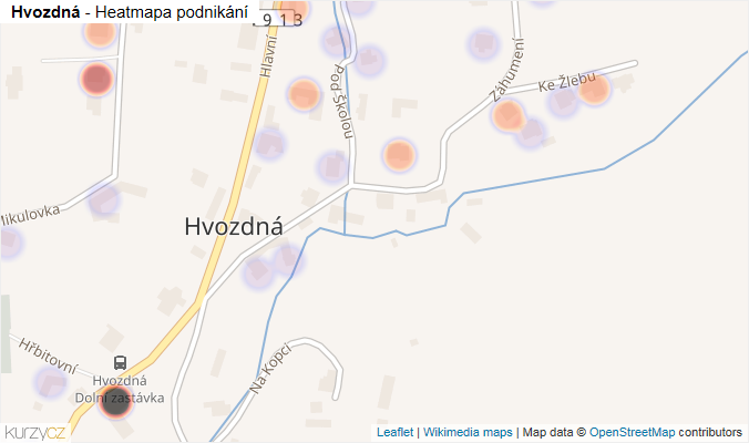 Mapa Hvozdná - Firmy v obci.