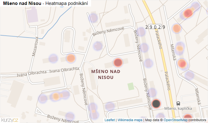 Mapa Mšeno nad Nisou - Firmy v části obce.
