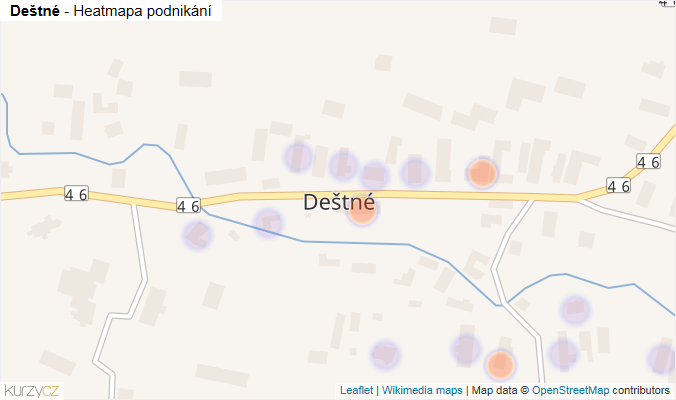 Mapa Deštné - Firmy v části obce.