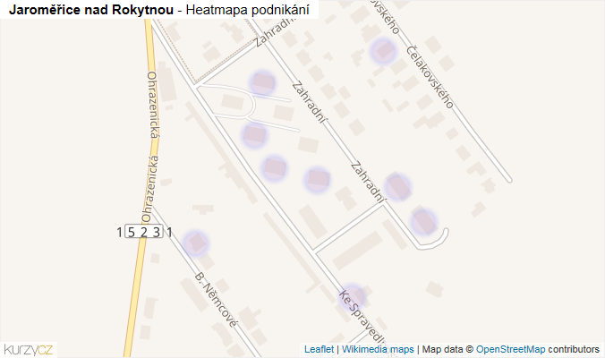 Mapa Jaroměřice nad Rokytnou - Firmy v obci.