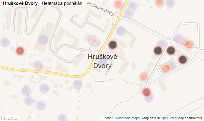 Mapa Hruškové Dvory - Firmy v části obce.