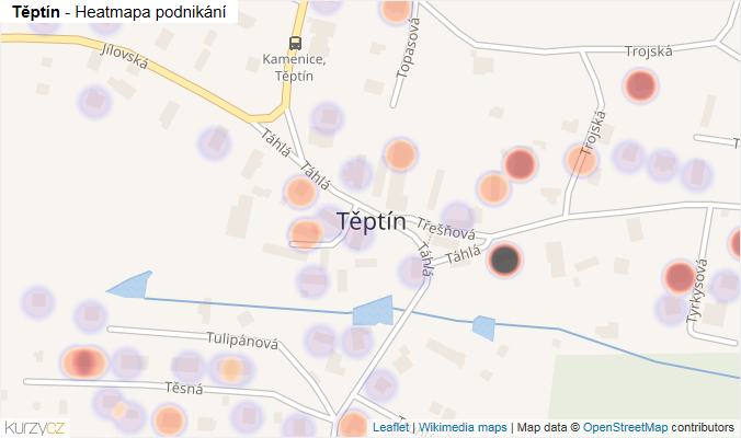 Mapa Těptín - Firmy v části obce.