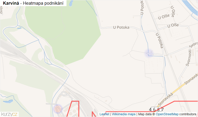 Mapa Karviná - Firmy v obci.