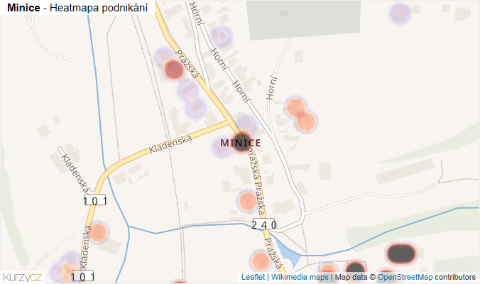 Mapa Minice - Firmy v části obce.