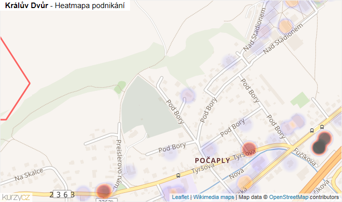 Mapa Králův Dvůr - Firmy v obci.