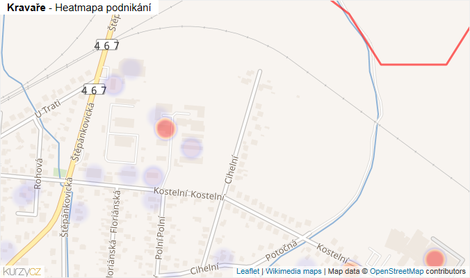 Mapa Kravaře - Firmy v obci.