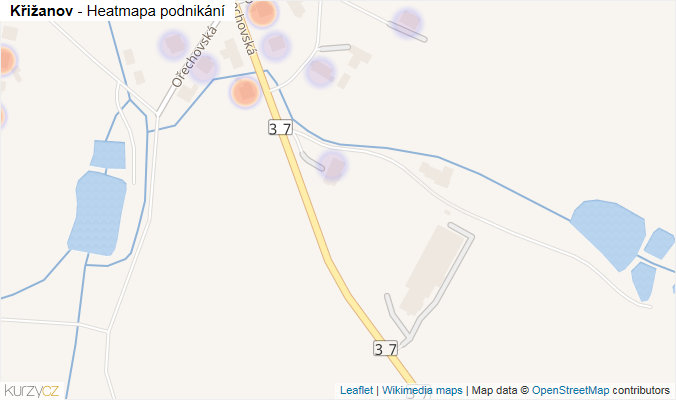 Mapa Křižanov - Firmy v obci.