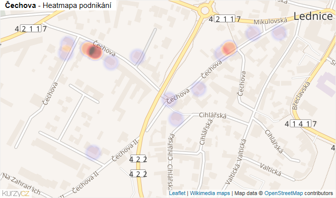 Mapa Čechova - Firmy v ulici.