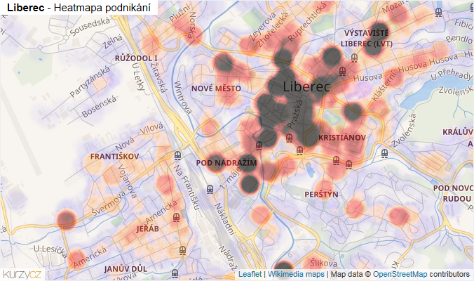 Mapa Liberec - Firmy v obci.