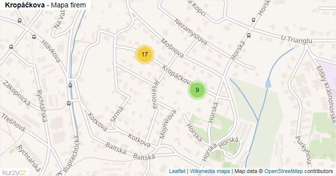 Mapa Kropáčkova - Firmy v ulici.
