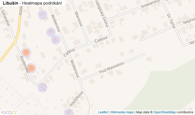 Mapa Libušín - Firmy v obci.