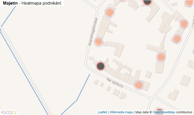 Mapa Majetín - Firmy v obci.