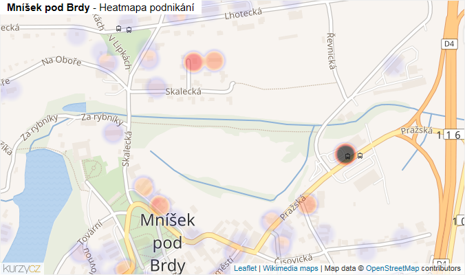 Mapa Mníšek pod Brdy - Firmy v obci.