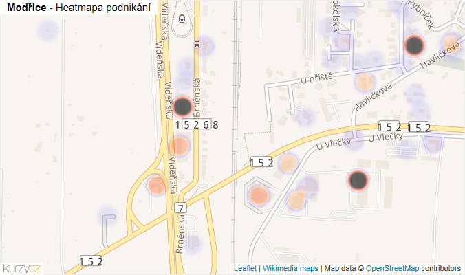 Mapa Modřice - Firmy v obci.
