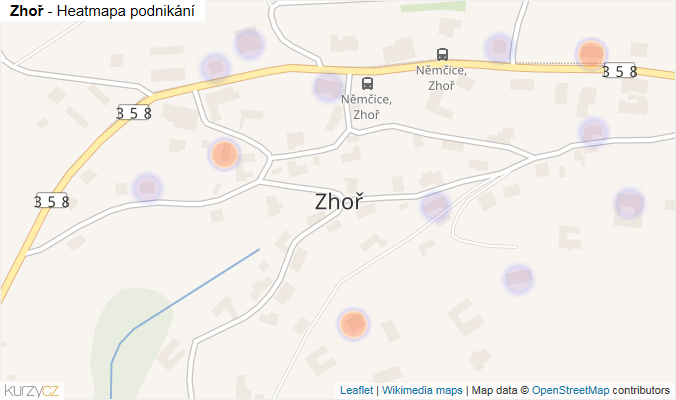 Mapa Zhoř - Firmy v části obce.