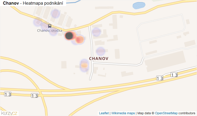 Mapa Chanov - Firmy v části obce.