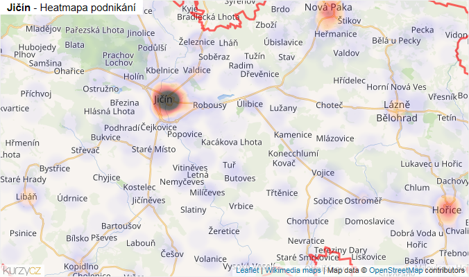Mapa Jičín - Firmy v okrese.