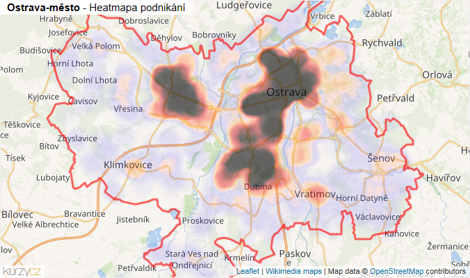 Mapa Ostrava-město - Firmy v okrese.