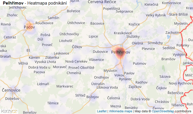 Mapa Pelhřimov - Firmy v okrese.
