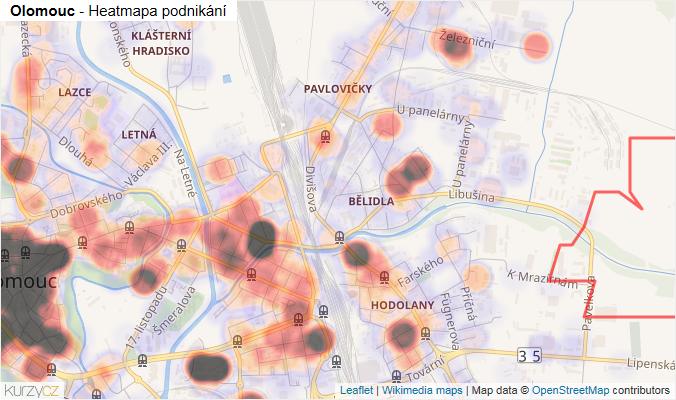Mapa Olomouc - Firmy v obci.
