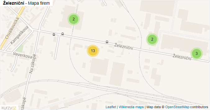 Mapa Železniční - Firmy v ulici.