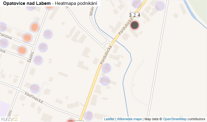 Mapa Opatovice nad Labem - Firmy v obci.