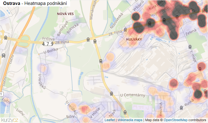 Mapa Ostrava - Firmy v obci.