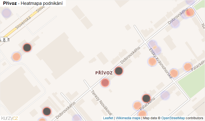Mapa Přívoz - Firmy v části obce.