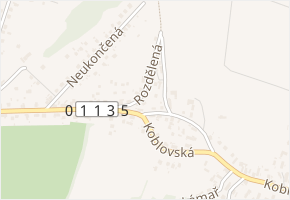 Rozdělená v obci Ostrava - mapa ulice