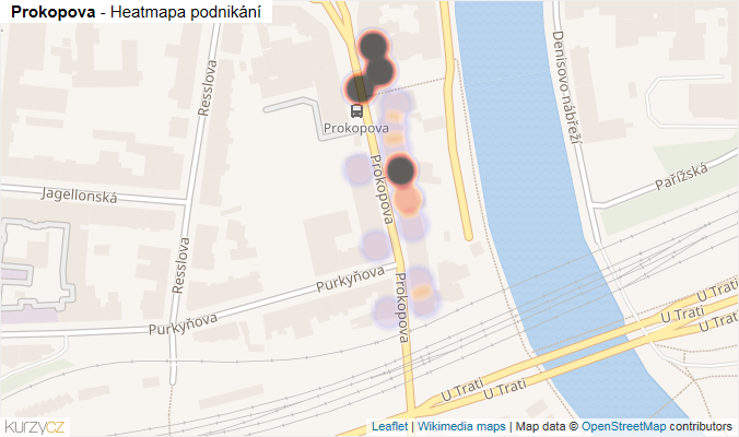 Mapa Prokopova - Firmy v ulici.
